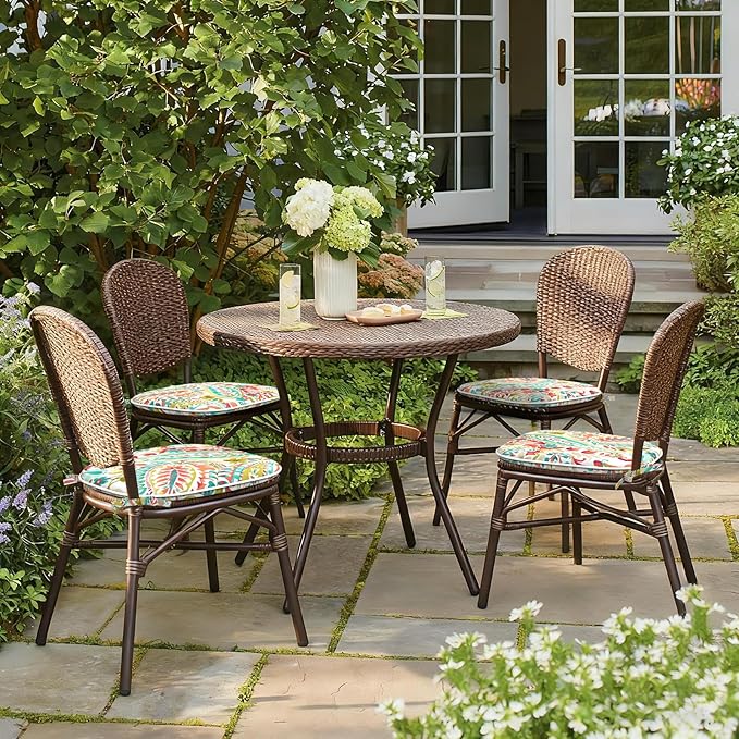 Outdoor Chair Cushions Set of 2, Water Resistant Patio Chair Pads with Ties, Seat Cushions for Home Garden Furniture Decoration, 16"x17", Pretty Paisley