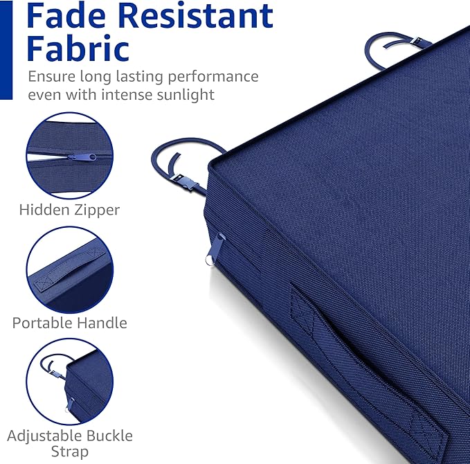 YENING 23x23 Memory Foam Outdoor Chair Cushions Waterproof 4 Inch Extra Thick Patio Seat Pads for Furniture Navy Blue Set of 2