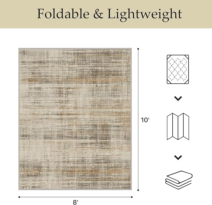 GENIMO Outdoor & Indoor Area Rug 8'x10', Waterproof, Non-Shedding, Easy Cleaning, Abstract Mat for Patio, Living Room, Balcony, Dining Room, Deck, RV, Bedroom, Camping, Outside Carpet, Brown