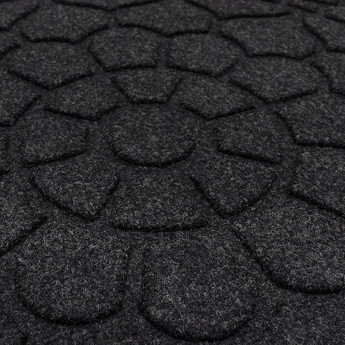 Mohawk Home Entryway Door Mat 2' X 4' All Weather Outdoor Non Slip Recycled Rubber Doormat, Brick Path Impressions Black