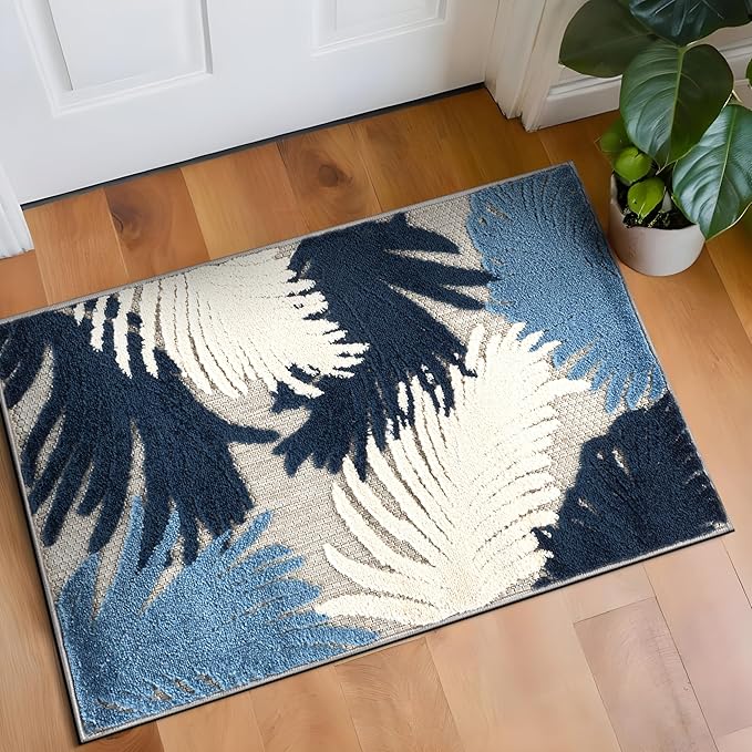 Rugshop Lucca Contemporary Floral Indoor/Outdoor 2' 7" X 4' Navy