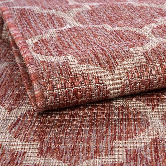 Unique Loom Outdoor Trellis Collection Area Rug - Trellis (Round 10' 8" x 10' 8", Rust Red/ Ivory)