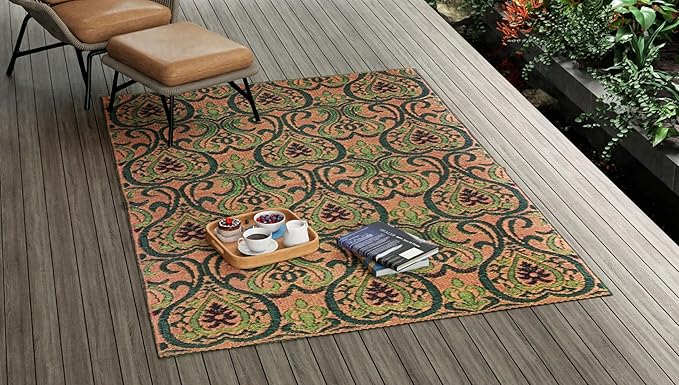 Mad Mats Traditional Outdoor Rug, Reversible Plastic Mat (6' x 9', Oasis - Medium Green)