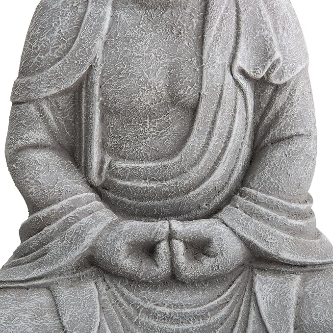 Sunjoy Buddha Statue 20 in. Large Sized Buddha Garden Statue Gray Decorative Outdoor Buddha Statue