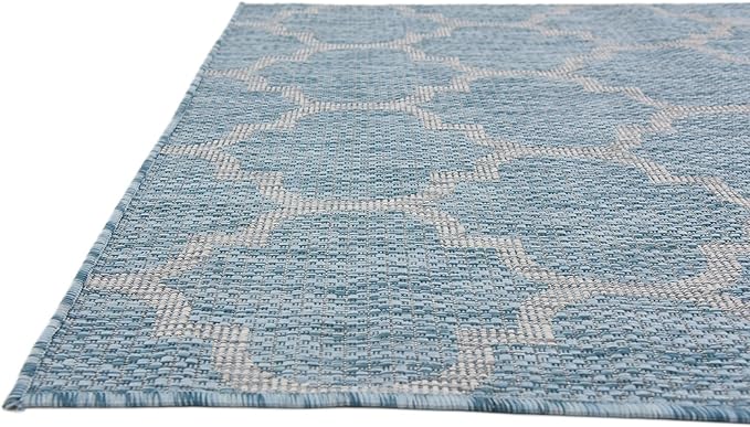 Unique Loom Outdoor Trellis Collection Area Rug (4' 1" x 6' 1" Rectangle, Aquamarine/ Gray)