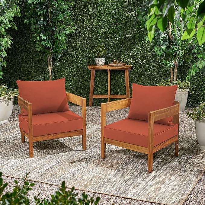 Favoyard Outdoor Seat Cushion Set 22 x 24 Inch Waterproof & Fade Resistant Patio Furniture Cushions with Removable Cover Deep Seat & Back Cushion with Handle and Adjustable Straps for Chair Sofa Couch