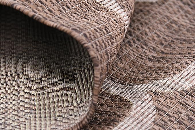 Unique Loom Outdoor Trellis Collection Area Rug (9' x 12' Rectangle, Brown/ Ivory)