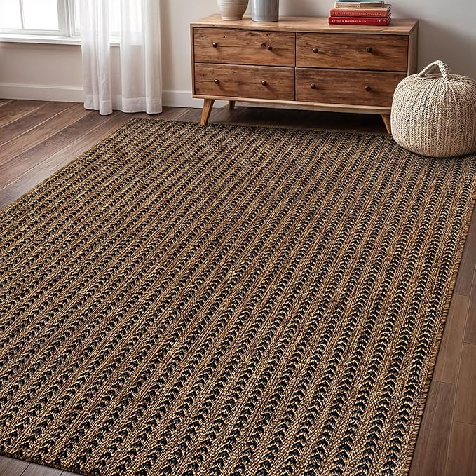 Washable Outdoor Rug 5x7 Modern Area Rugs Outdoor Carpets Striped Pattern Non Shedding Waterproof Easy Clean Patio Deck Porch Living Room Bedroom Garden RV (5 X 7 Gold)