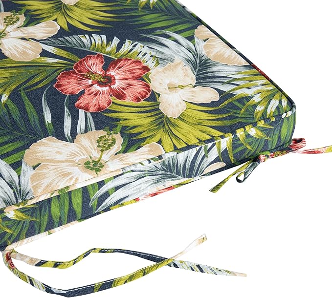 Magpie Fabrics Indoor Outdoor Waterproof Square Chair Cushion, 18" x 18" x 2.5", 2 Pack, Water Resistant Seat Cushions, for Patio Garden Office, Midnight Floral