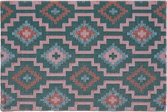 Fab Habitat Striped Non Slip Doormat - Durable, Thin - Recycled Plastic - Entryway, Front Door, Porch, Patio - Lhasa - Green (24" x 36" Non-Slip)