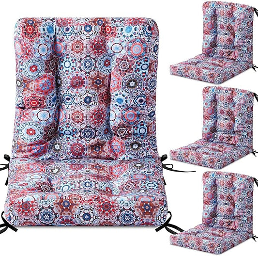 Hoteam 4 Set Outdoor Deep Seat Patio Chair Cushions Waterproof Patio Cushions Set 20 x 42 Inch for Furniture Replacement Removable Seat and Back(Moroccan Style)