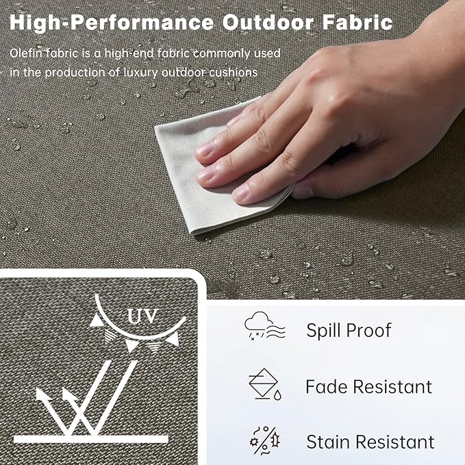 Belord Luxury 6" Thick Outdoor Cushion 10 Set - 24 x24 Inch 28D Sponge Filling Fade-Resistant Chair Cushion, Spill Proof Removable Patio Furniture Replacement Cushion for Sofa Bench Swing - Grey