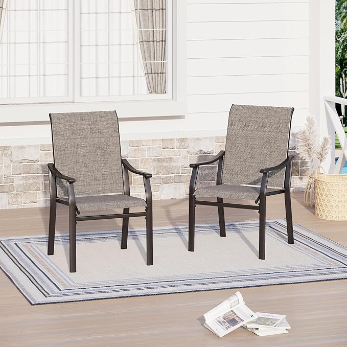Sophia & William Outdoor Chairs Set of 2, Patio Chairs with Breathable Textilene Fabric and Heavy-Duty Iron Frame, Perfect for Lawn Garden Backyard Deck 350 lbs Capacity