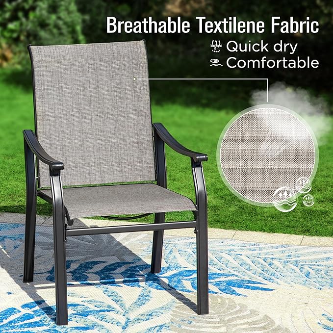 Sophia & William Outdoor Chairs Set of 8, Patio Chairs with Breathable Textilene Fabric and Heavy-Duty Iron Frame, Perfect for Lawn Garden Backyard Deck 350 lbs Capacity