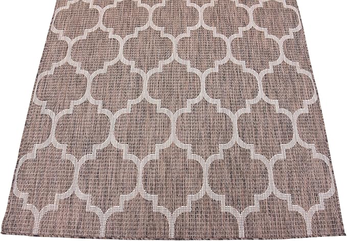 Unique Loom Outdoor Trellis Collection Area Rug (5' 3" x 8' Rectangle, Brown/ Ivory)