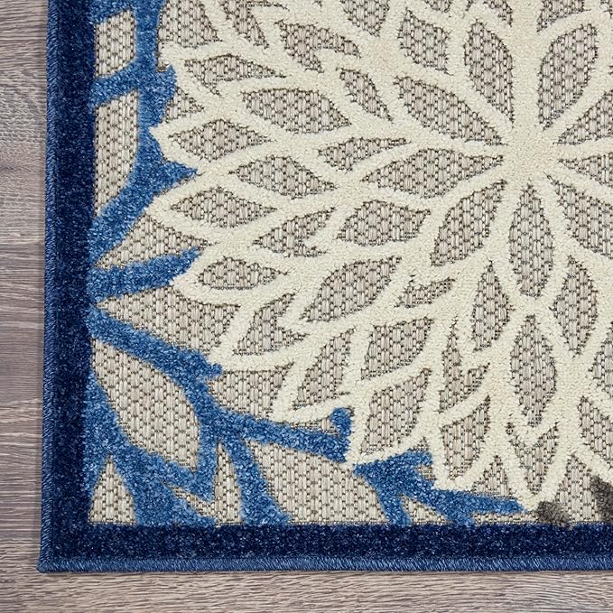 Nourison Home Aloha Indoor/Outdoor Blue/Multicolor 7' x 10' Area Rug, Easy Cleaning, Non Shedding, Bed Room, Living Room, Dining Room, Deck, Backyard, Patio (7x10)