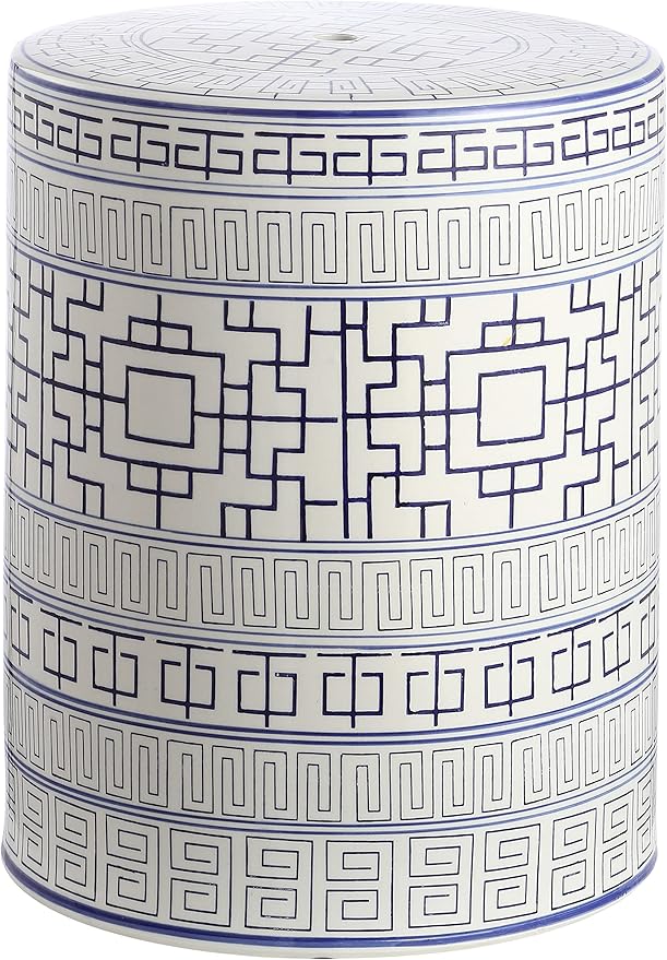Safavieh Home Parri Blue and White Ceramic 18-inch Indoor/Outdoor Garden Stool Side Table