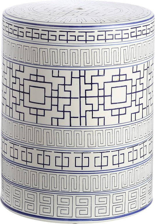 Safavieh Home Parri Blue and White Ceramic 18-inch Indoor/Outdoor Garden Stool Side Table