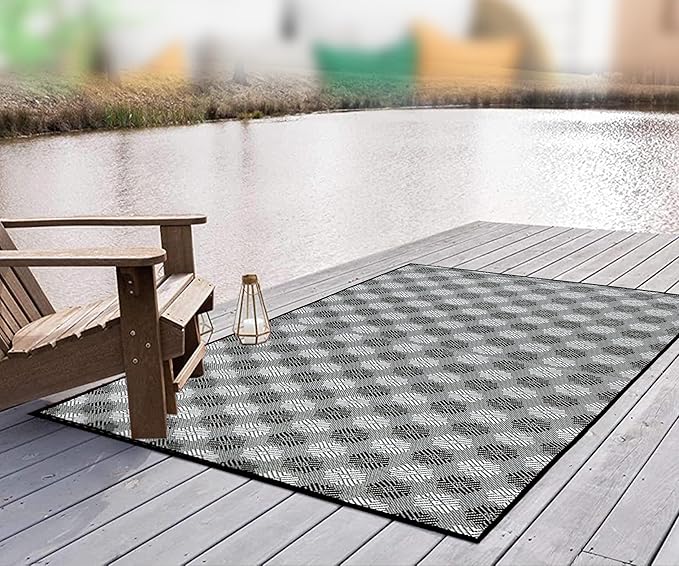 ARSUK Outdoor Patio Rug (5 x 3.3 ft) - Weatherproof, Indoor and Outdoor Use, Ideal for Garden, Camping, Balcony Carpet, Picnic, Backyard, Lightweight, Foldable, Recycled Plastic