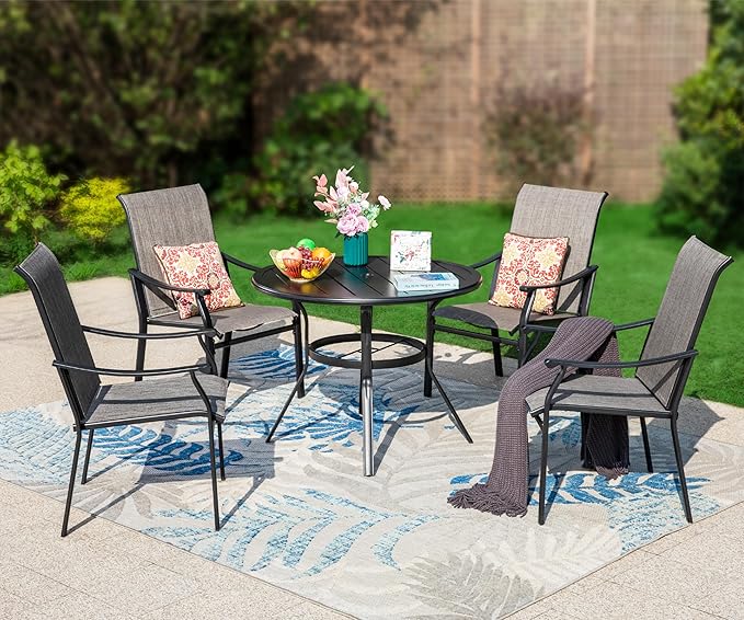 Sophia & William Outdoor Chairs Set of 6, Patio Chairs with Breathable Textilene Fabric and Heavy-Duty Iron Frame, Perfect for Lawn Garden Backyard Deck 350 lbs Capacity