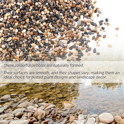 7lb 1/4" Polished Pebbles for Plants Potting,Succulents Aquarium Fish Tank Vases-Decorative River Rocks Garden Gravel Stones