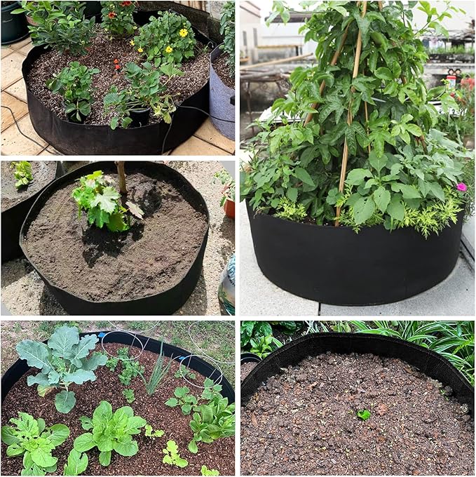 15 Gallon Large Grow Bag, Heavy Duty Fabric Round Raised Garden Bed Planter Pots for Planting Herb Flower Vegetable Potato Plants (24" D x 8" H, Black)