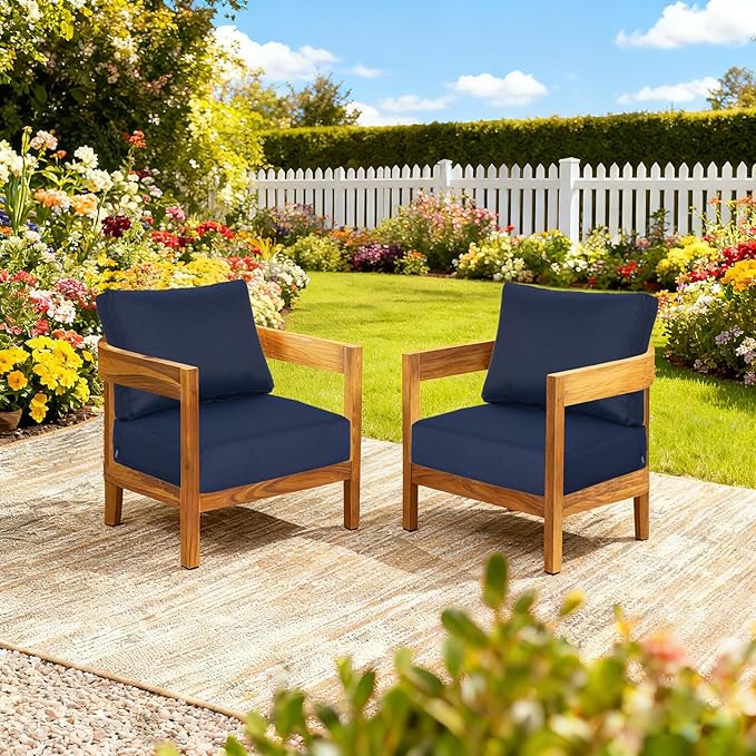 23.5"x27" Outdoor Deep Seat Patio Cushions Set of 2, Deep Seat Bottom Resilient Foam Filling Water-Resistant Stain-Resistant UV Resistant Weather Resistant with YKK Zippers, Midnight