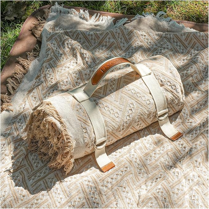 2 in 1 Extra Large Boho Beach Blanket Towel Sand Free Outdoor Picnic Mat Giant Oversized Xl Big Jumbo Huge Turkish Woven Throw Cloud Summer Vacation Essential Travel Must Have Accessories Women Gift