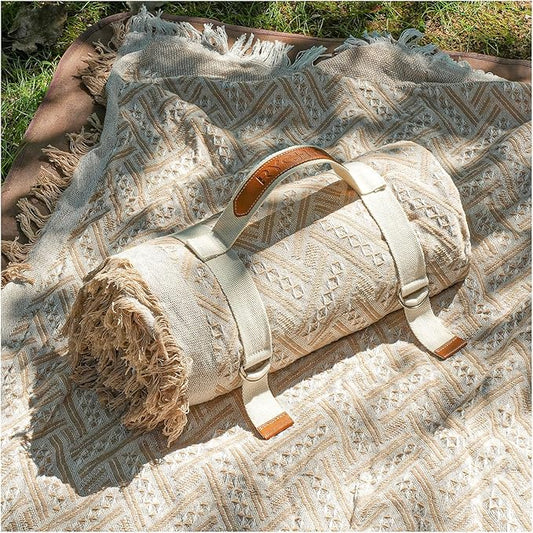 2 in 1 Extra Large Boho Beach Blanket Towel Sand Free Outdoor Picnic Mat Giant Oversized Xl Big Jumbo Huge Turkish Woven Throw Cloud Summer Vacation Essential Travel Must Have Accessories Women Gift
