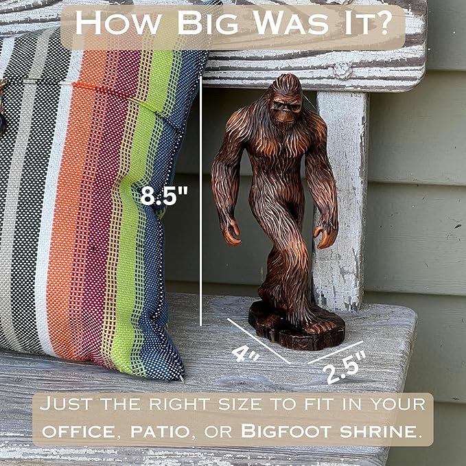 Bigfoot Indoor Outdoor Garden Statue – Rustic Sasquatch Figurine – Unique Big foot Yard Decor – Weather-Resistant UV Protected – Bigfoot Gifts for Lawn, Patio, Home and Office – 8.5” Tall