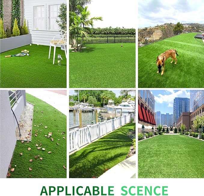 Realistic Pet Artificial Turf 3FT x 5FT (15 Square ft) Fake Grass Carpet Rug Mat Green Synthetic Grass Drainage Holes for Customizable Home Garden Backyard Patio Outdoor Lawn Landscape
