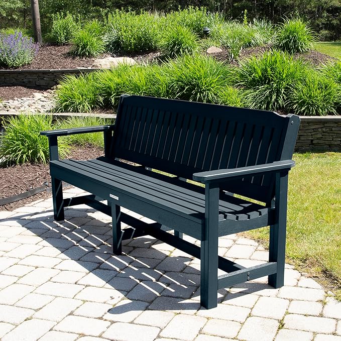 Sequoia Professional Commercial Grade Exeter Garden Bench, 6ft, Federal Blue
