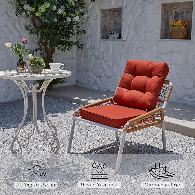 JMGBird Seat/Back Outdoor Chair Cushion Tufted Pillow, Deep Seat Cushion Set 22"x22", Outdoor Cushion for Patio Furniture