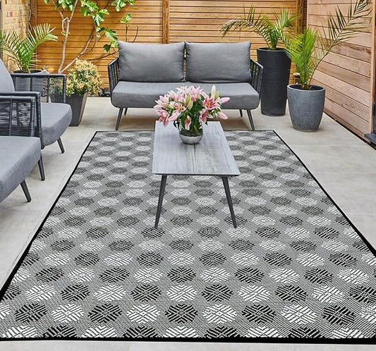 ARSUK Outdoor Patio Rug (5 x 3.3 ft) - Weatherproof, Indoor and Outdoor Use, Ideal for Garden, Camping, Balcony Carpet, Picnic, Backyard, Lightweight, Foldable, Recycled Plastic