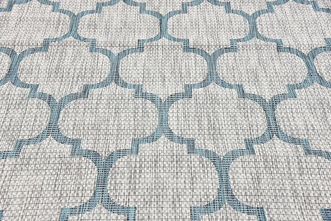 Unique Loom Outdoor Trellis Collection Area Rug (6' 1" x 9' Rectangle, Gray/ Ivory)