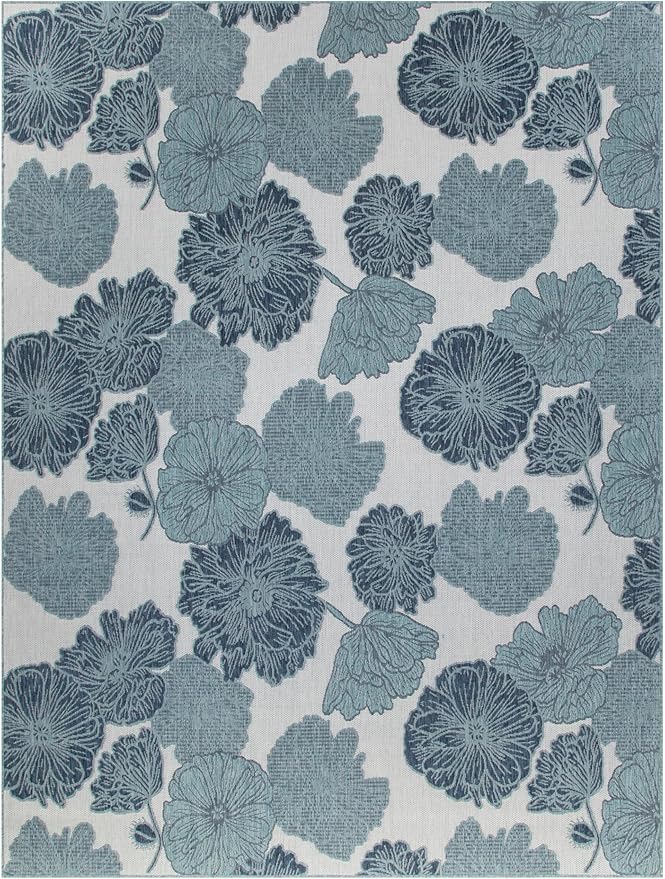 Nourison Garden Oasis Blue 10' x 14' Area Rug - Easy Cleaning, Non Shedding, Bed Room, Living Room, Dining Room, Kitchen (10' x 14')