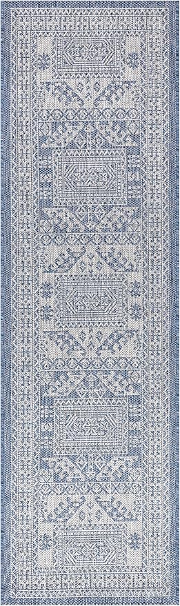 Keen Home Design Terrace Outdoor Runner Rug - 26"x119" Washable Indoor/Outdoor Rug for Patio, Kitchen, Balcony, Beach, Garden, Deck and Porch, Size: 2'2" x 9'11", Force Navy