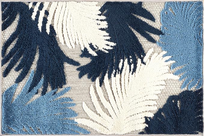 Rugshop Lucca Contemporary Floral Indoor/Outdoor 2' X 3' Navy