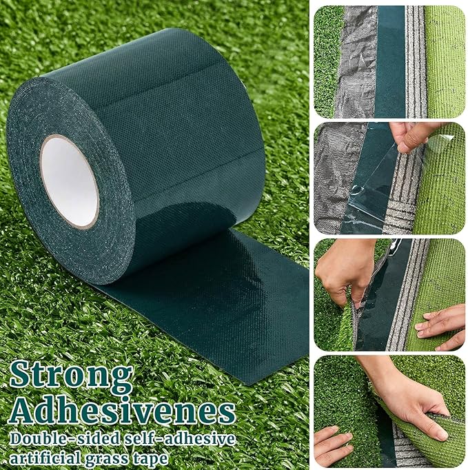 1 Roll 6 in x 33 ft Double Sided Turf Tape for Artificial Grass Rug Self Adhesive Artificial Turf Tape for Lawn Garden Carpet Connecting Outdoor Carpet