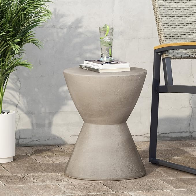 15.25" MGO Side Table for Indoor and Outdoor,Light Grey