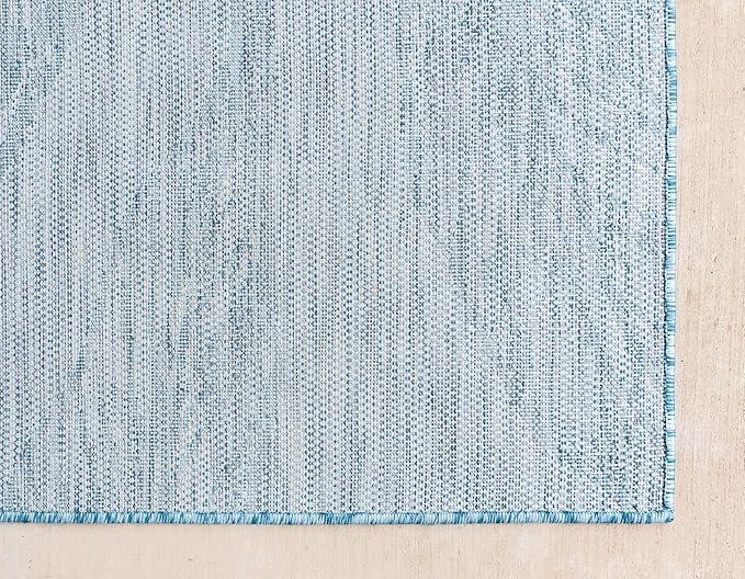 Unique Loom Outdoor Botanical Collection Area Rug - Leaf (5' 1" x 8' Rectangle, Light Aqua/ Ivory)
