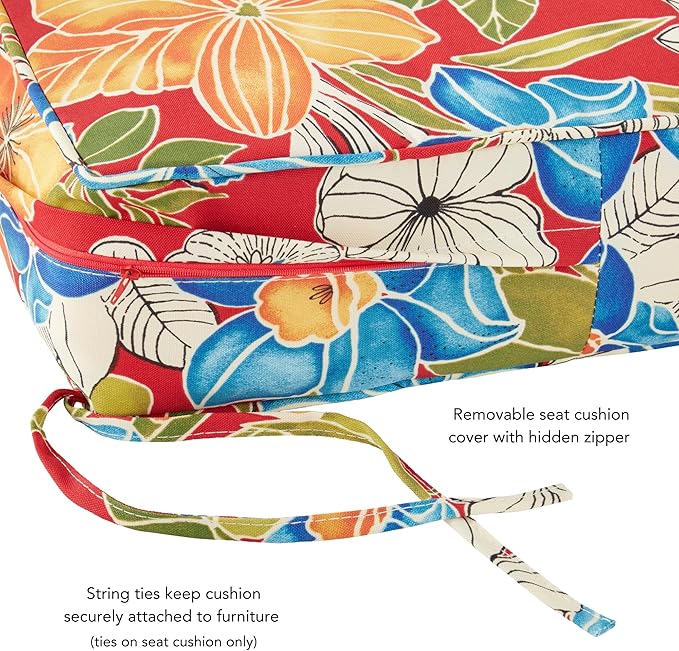 Greendale Home Fashions Outdoor 2-Piece Deep Seat Cushion Set, Aloha Crimson