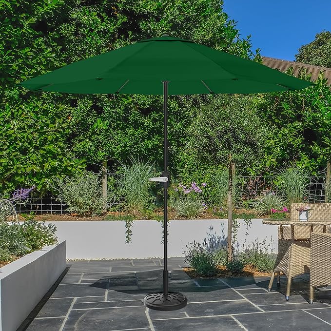 Pure Garden Patio Umbrella with Vented Canopy - 9FT Easy Crank Outdoor Umbrella for Shade - For Deck, Balcony, Backyard, or Pool (Hunter Green)