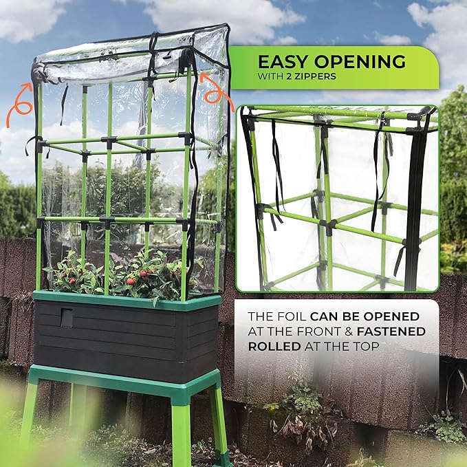 BioGreen Cover for Raised Garden Bed City Jungle & Heidelberg | Transparent Design | Incl. 2 Zippers | Protection from Cool Nights | Easy to Assemble