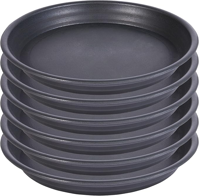 6 Pack Plant Saucer Drip Tray 7 8 inch, Plastic Flower Planter Saucers and Drip Trays for Indoors Outdoors, Heavy Durable Plant Plate Water Catcher, Plant Water Drip Trays for Pots (8", Dark Gray)