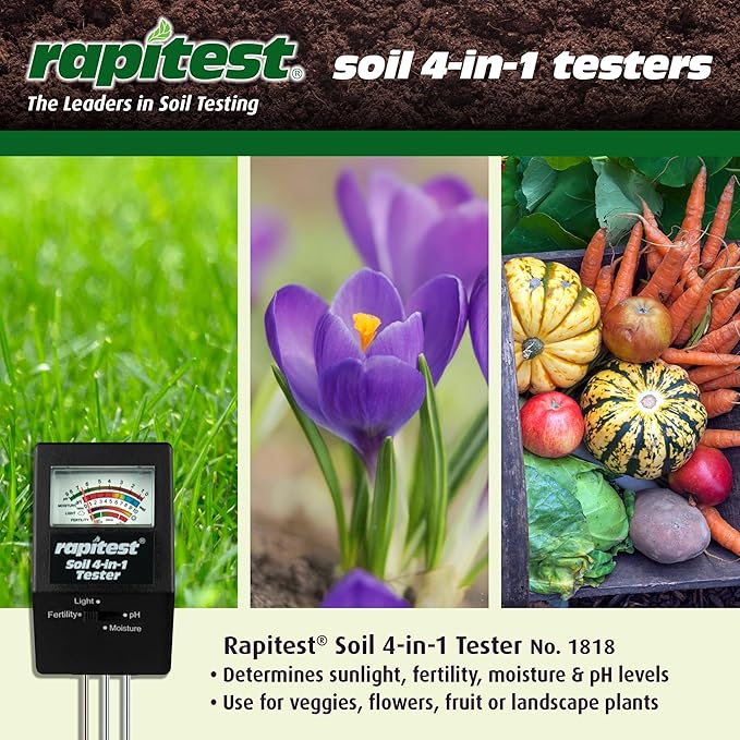 Luster Leaf 1818 Rapitest 4-in1 Soil pH/Moisture/Fertility/Light Tester, Fertility