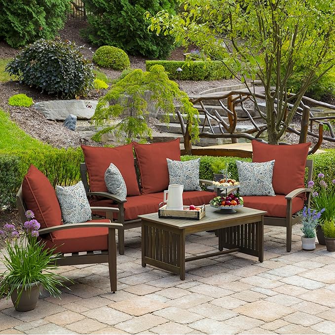 Arden Olefin Outdoor Foam Deep Seat Cushion Set, 24 in x 24 in, Weather-Proof, Rain-Proof, Fade Resistant Patio Cushion, Deep Seat Bottom and Back Cushion for Chair, Sofa, and Couch Sedona Woven