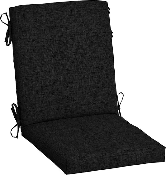 Arden Outdoor Patio Dining Chair Cushion, 20x44, Rain-Proof Seat Pad, Fade-Resistant Outdoor Cushion Black Leala