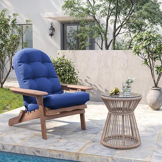 Amopatio Adirondack Chair Cushions 4" Thick Set - Outdoor Cushions for Patio Furniture, Contoured Design with Anti-Slip Straps & Water-Resistant Fabric for Adirondack Chairs, Navy Blue