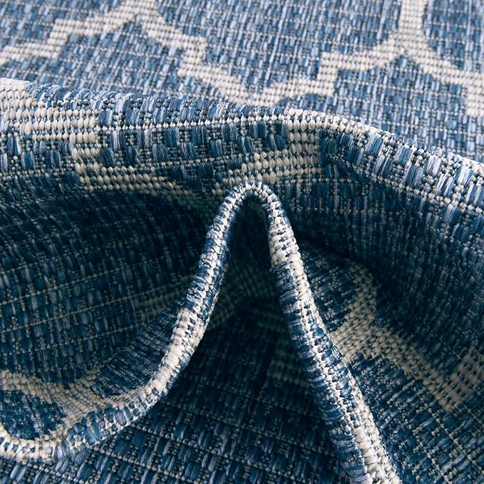 Unique Loom Outdoor Trellis Collection Area Rug - Trellis (Octagon 8' 0" x 8' 0", Navy Blue/ Ivory)